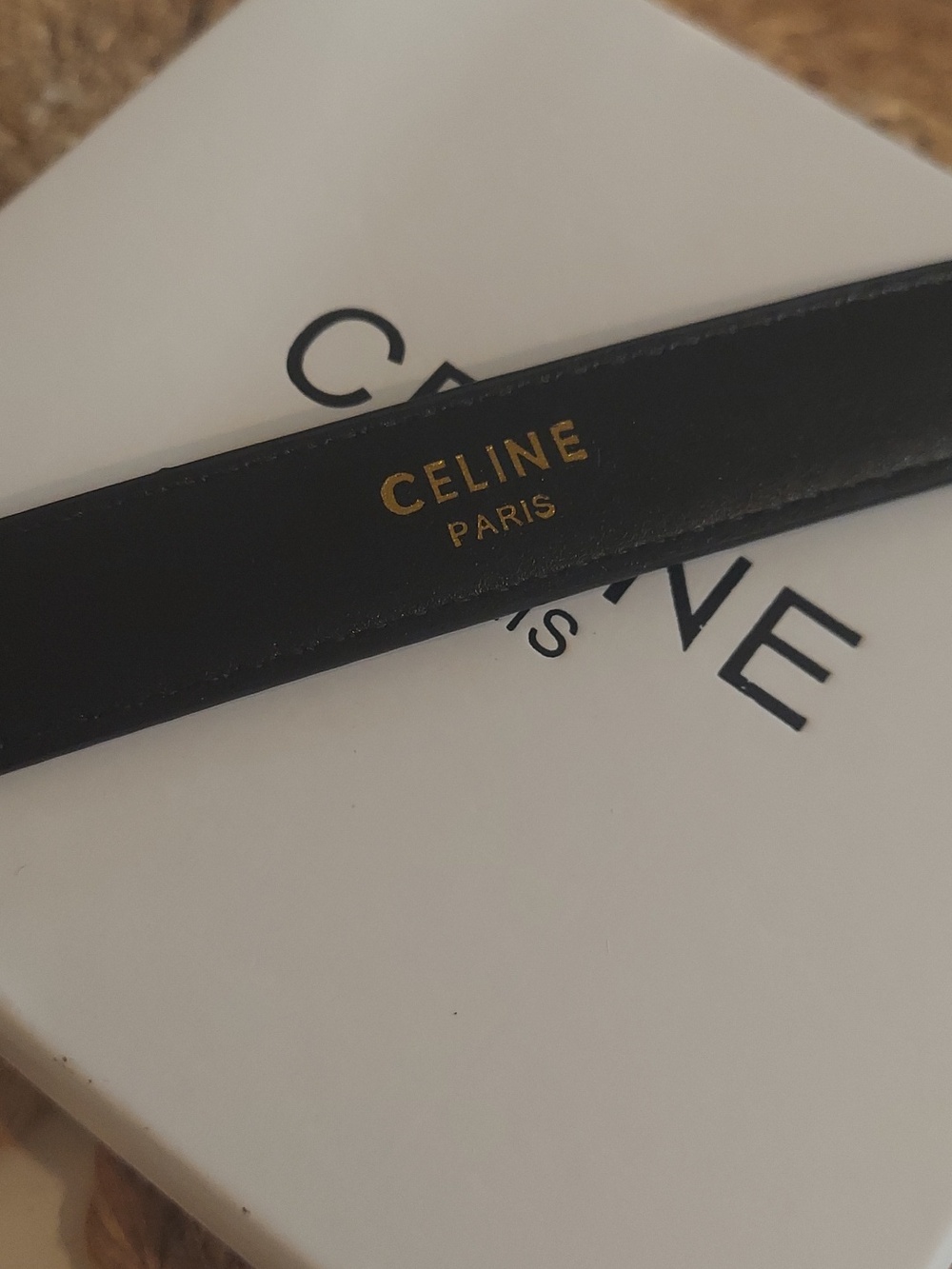 Celine Black Belt with Gold Emblem - Picture 2 of 6